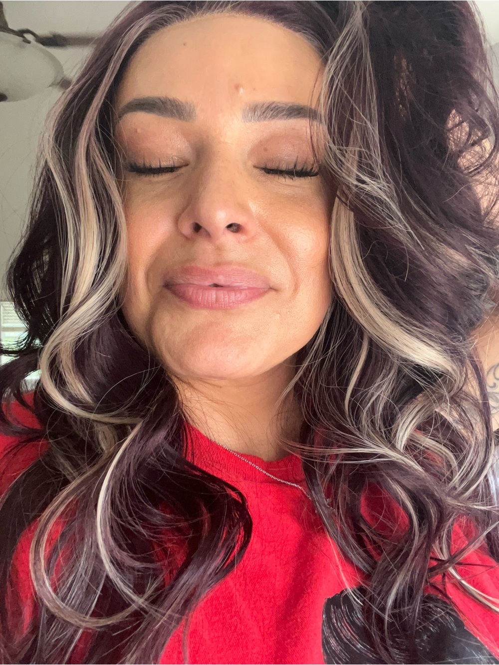 Cambria (Ruby Radiance) Wig in Dark wine with Blonde Highlights
